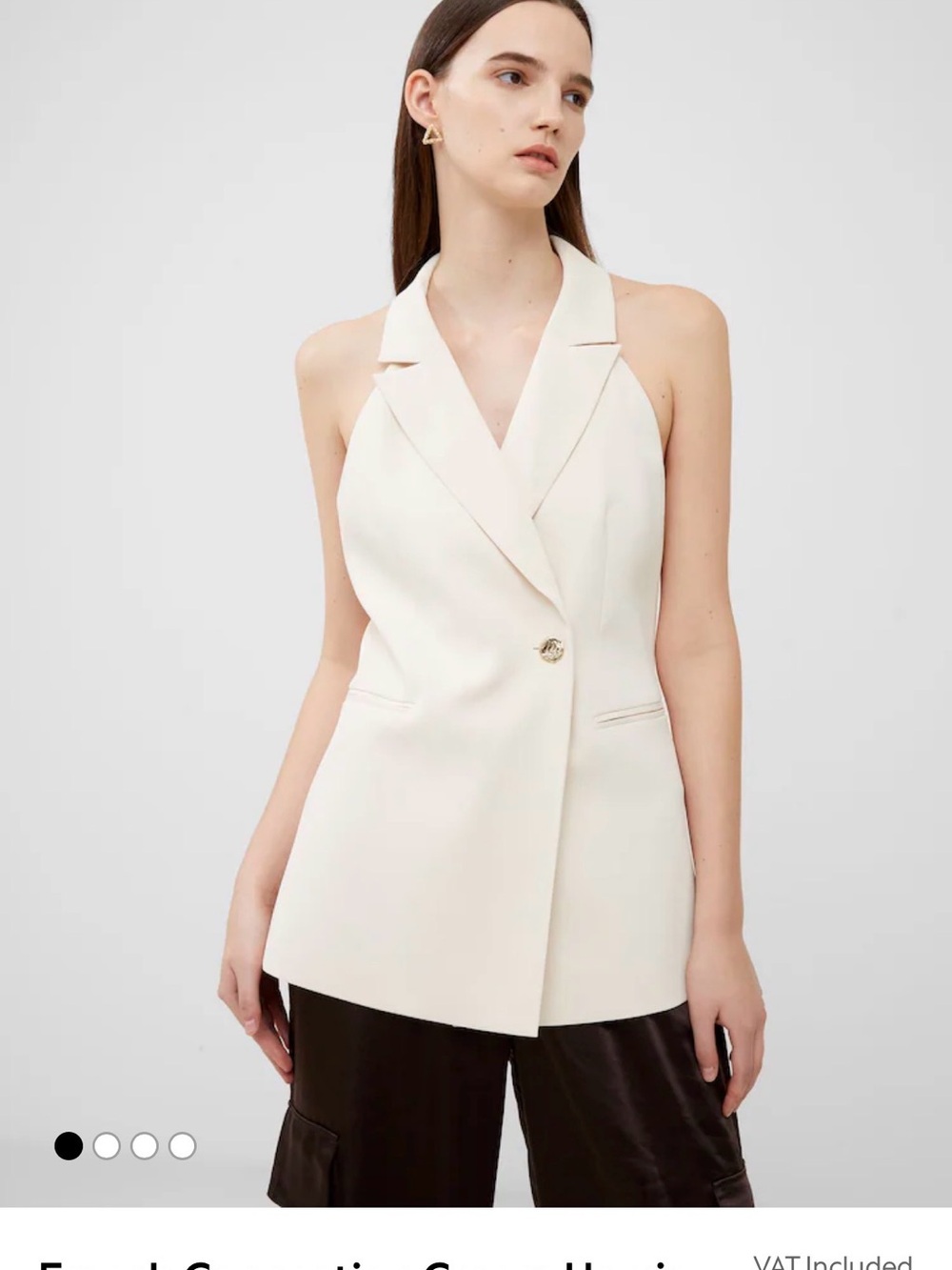 French Connection Cream Halter Sleeveless Blazer
